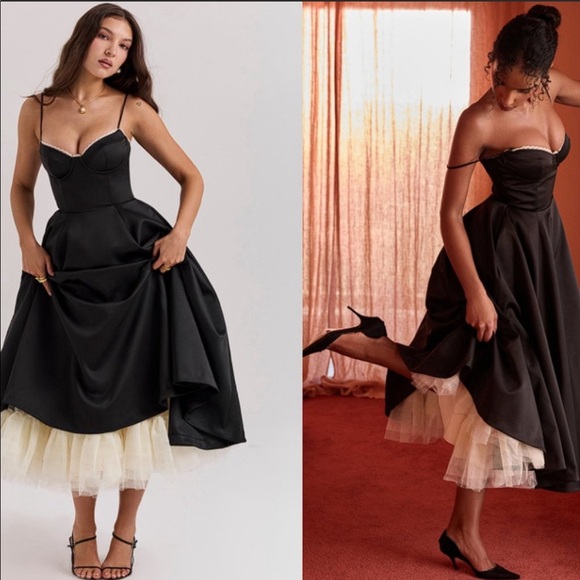 HOUSE OF CB MADEMOISELLE BLACK TULLE DRESS MEDIUM - Picture 12 of 14